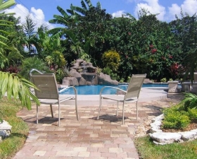 Waterfall Design and Installation by Pool in Miami Beach